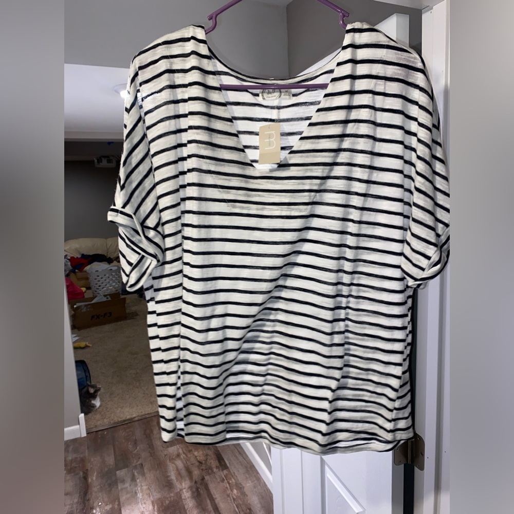 Maurices Black and White Striped Tee. New with Tags!